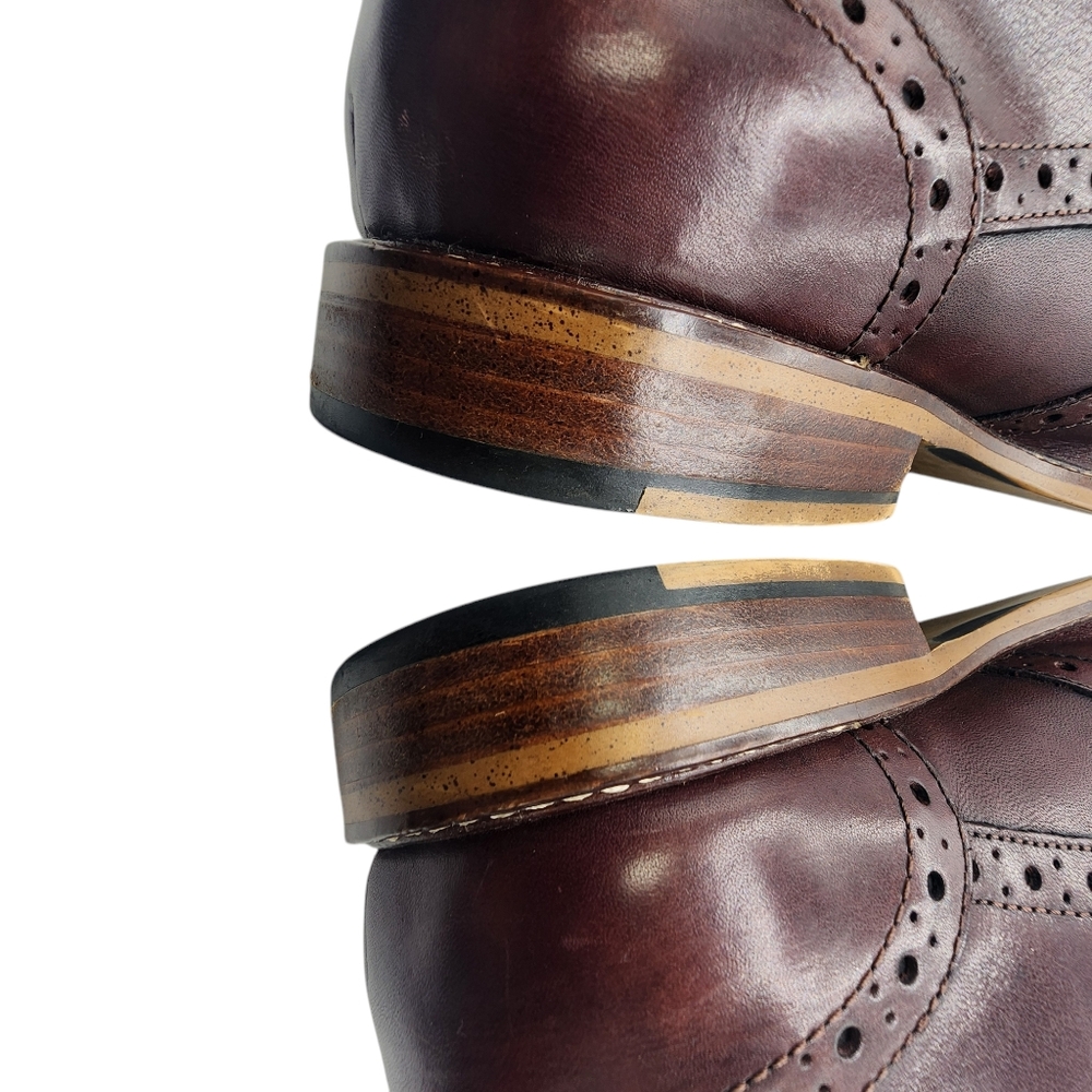 Joseph Abboud Mens‎ Burgandy Wingtip Casual Dress Shoes Size 9 - Picture 10 of 12